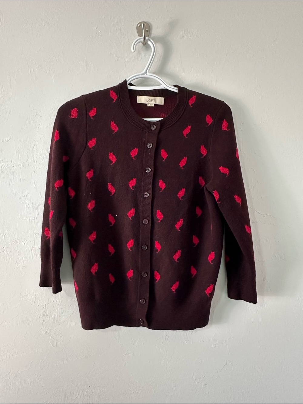 LOFT Cat Pattern Cardigan